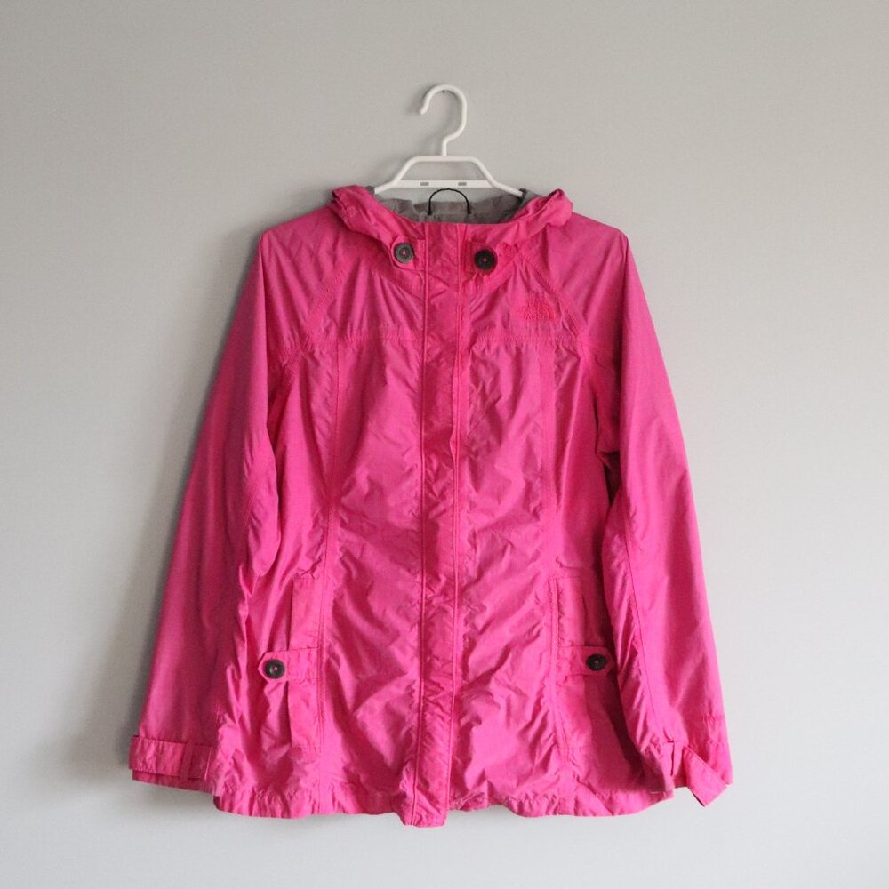 The North Face Women's Pink L Hyvent Outdoor Windbreaker Hooded Full Zip‎ Jacket